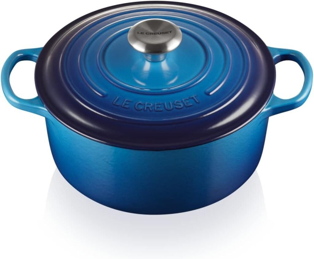 Le Creuset Cocotte Signature en Fonte Émaillée avec Couvercle, 24 cm, Ronde, 4,2 L, 4,305 kg, Azure