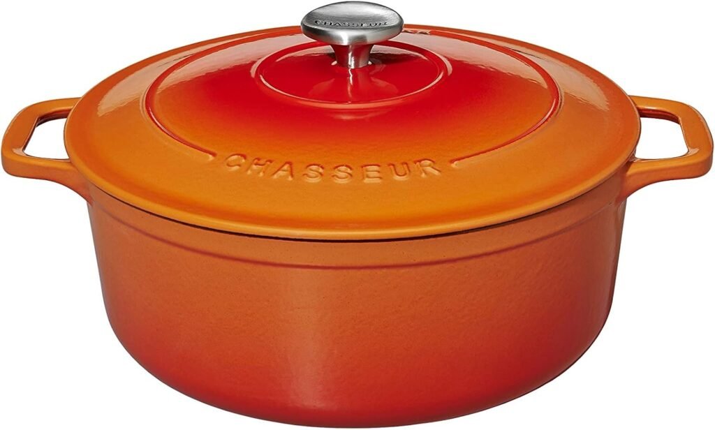 
Chasseur Cocotte ronde, Fonte émaillée, Orange Flamme, 24 cm
